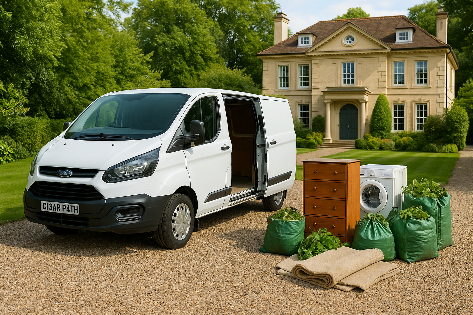 ClearPath waste removal van with furniture and waste bags